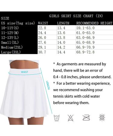 Girls' High Waisted Pleated Golf Skort with Pockets - UV Protection Tennis Skirt in Black/White/Blue - Size S/11-12 Years - Buy Online on GoSupps.com
