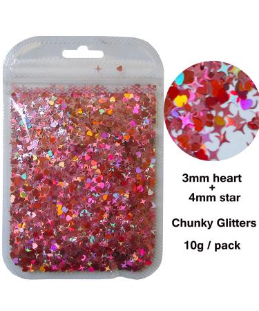 40g Holographic Red Heart Chunky Glitter Flakes - Nail Art & Craft Sequins - Buy Online on GoSupps.com