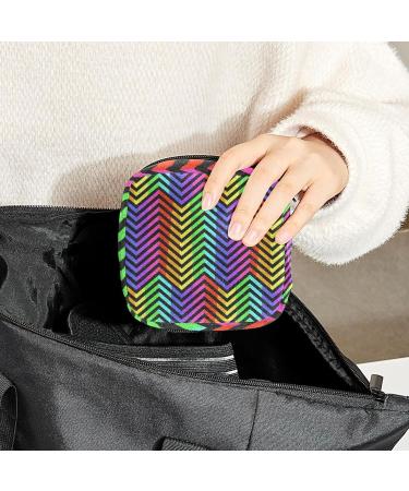 Abstract Colorful Stripes Period Bag | Sanitary Napkin Travel Pouch & Makeup Bag - Color77 - Buy Online on GoSupps.com