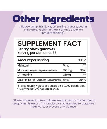AmpUp Sleep Melatonin Sugar-Free Gummies with 5mg Melatonin Magnesium L-Theanine Sleep Aid Gluten Free Gelatin Free Non GMO Vegetarian Grape Flavor 70 Gummies 1 - Buy Online on GoSupps.com