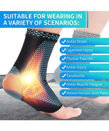 Set of 2 Cescrak Ankle Brace for Men & Women | Compression Sleeve for Swelling, Plantar Fasciitis, Sprain Recovery | Arch Support Socks | Size Medium - Buy Online on GoSupps.com