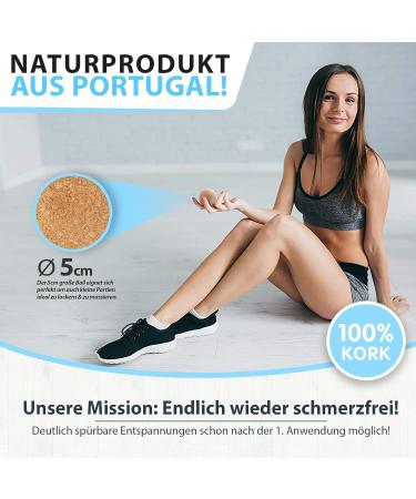 Massage Ball Nature Set 5cm | Cork Fascia Ball for Trigger Point Relief | Ideal for Plantar Fasciitis Back & Shoulder Tension | Includes Training Instructions - Buy Online on GoSupps.com