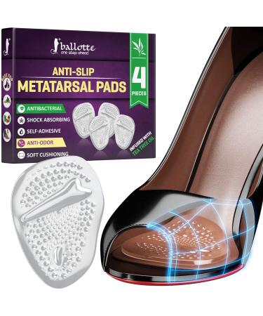 Ballotte Premium Silicone Ball of Foot Cushions (Tea Tree - 4 Pack) | High Heel Inserts for Women - Gel Heel Pads/Metatarsal Pads Women | Anti Slip High Heel Cushion Inserts Women/Shoe Pads Metatarsal Pads (Tea Tree)