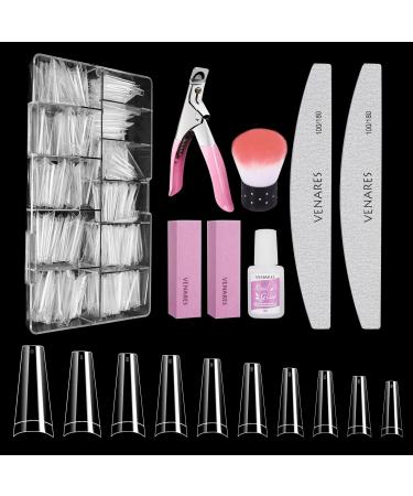 Nail tips for gel nails Venares 500 pieces Half cover Tips for gel nails 10 sizes with nail tips set with glue file nail buffer block nail brush nail snap acrylic artificial nails tip set half cover coffin - Buy Online on GoSupps.com