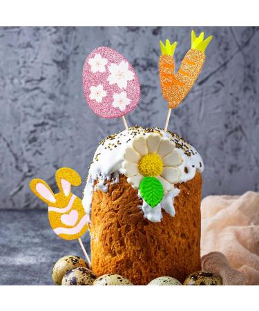 Easter Bunny Ears Cupcake Toppers Glitter Cake Decorations - Buy Online on GoSupps.com