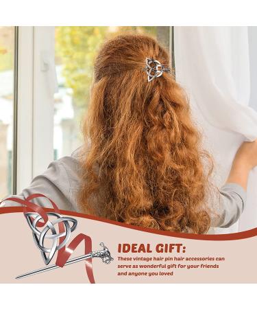 Viking Celtic Hair Clips Set - Retro Silver Hair Barrette with Knot Design for Women and Girls - Buy Online on GoSupps.com