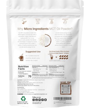 Micro Ingredients Organic Mega Mushroom Powder 10oz & Organic MCT Oil Powder 1lb Bundle 2 Pack | 10 in 1 Mushroom Complex | C8 MCT Oil Plant Based Creamer - Buy Online on GoSupps.com