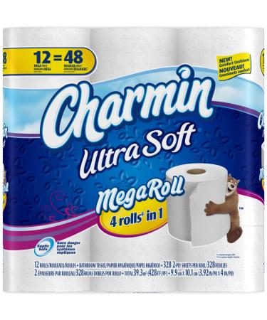 Charmin Ultra Soft Toilet Paper 12 Mega Rolls  48 Regular Rolls 328 Count (Pack of 12)