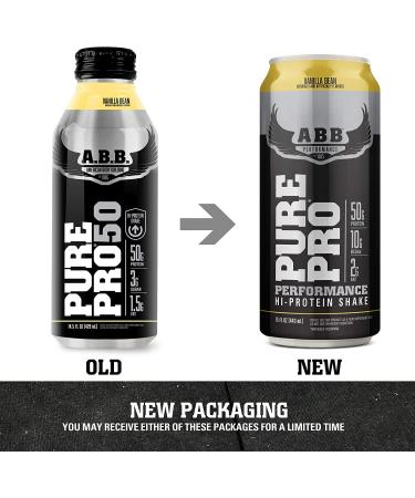 ABB Pure Pro 50 Post-Workout Recovery Protein Shake 15 oz Bottles, 12 Count - Vanilla Flavored, HI-Protein, Muscle Builder, Low Fat, Low Sugar - Ready to Drink - Buy Online on GoSupps.com