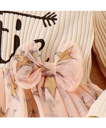 PatPat Baby Girl Long Sleeve Tutu Dress | Flower Girl Princess Dress 6-9 Months | Apricot - Buy Online on GoSupps.com