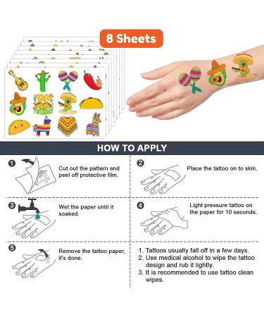 96PCS Mexican Taco Twosday Temporary Tattoos for Kids Birthday Party Decorations & Favors - Buy Online on GoSupps.com