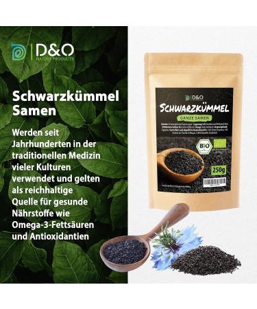 Organic Black Cumin Seeds 250g - Nigella Sativa from Egypt | Certified Black Caraway - Entire Seeds - Buy Online on GoSupps.com