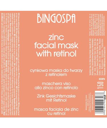 Zinc Facial Mask with Retinol for Wrinkles Pimples & Acne - 150g BINGOSPA | Shop Now for Radiant Skin - Buy Online on GoSupps.com