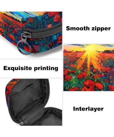 Sunset Poppy Flowers Portable Period Bag | Sanitary Napkin & Menstrual Cup Holder for Women & Teens - Buy Online on GoSupps.com