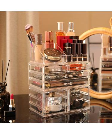 Cq acrylic Makeup Organizer Set - 3 Large Clear Cosmetic Display Cases with 6 Drawers for Vanity Storage - Buy Online on GoSupps.com