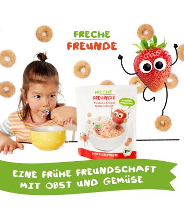 Cheeky Friends Organic Apple & Strawberry Breakfast Cringel - No Added Sugar Additive-Free Cereals for Children & Babies (1 Year+) - 6-Pack (6 x 125g) - Buy Online on GoSupps.com