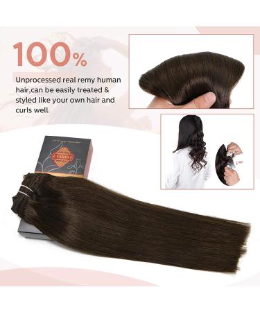 16 Double Weft Brazilian Human Hair Clip In Extensions - Dark Brown #2 - Buy Online on GoSupps.com