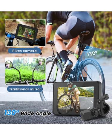 Blueear Bike Mirror Camera 1080P with 4.3 Screen, 130 Wide Angle Night Vision - 360 Adjustable Mount for Mountain & Road Bikes - Buy Online on GoSupps.com