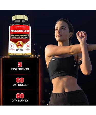Mecisco 5in1 Oregano Capsules with Oregano Leaves and Black Seed Elderberry Garlic Bulb and Olive - Support Immune & Digestive Health for Men and Women - 60 Count for 2 Months Supply - Buy Online on GoSupps.com