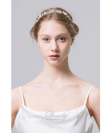 Shmily Handmade Wedding Pearl Rhinestone Tiara Headband - Bridal Jewelry Silver | DH2003 - Buy Online on GoSupps.com