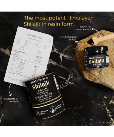 Herbsforever Shilajit Resin Himalayan Highest Altitude Wild Harvested & Aqua Pure Extract (5:1) 85 + Trace Minerals 72% + Fulvic Acid | NABL Lab Tested | 30 GMS 1oz | No Glycol Authentic & Potent - Buy Online on GoSupps.com