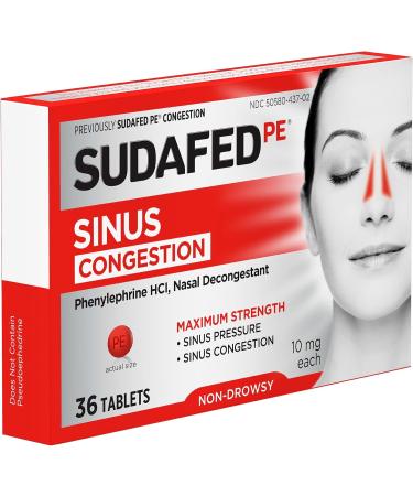Sudafed PE Maximum Strength Non-Drowsy Decongestant Tablets - 36 ct | Effective Sinus Congestion Relief | International Shipping Available - Buy Online on GoSupps.com