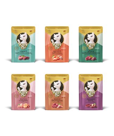 Kitty Cat Pat Mix 2 6 x 85 g wet food for cats in a trial package grain -free cat food with taurine salmon oil and green lip mussel sole feed with high meat content made in germany - Buy Online on GoSupps.com