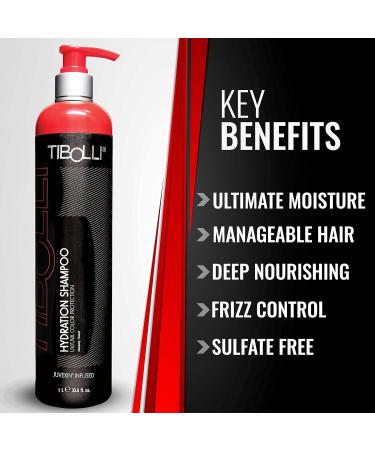 TIBOLLI Hydrating Hair Shampoo with Argan Oil - 33.8 Fl Oz | Moisturizing Dye-Free Paraben & Sulfate-Free Repair for Damaged Hair - Buy Online on GoSupps.com