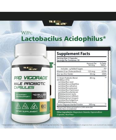 Pro Vigorade - Premium Male Probiotic Capsules for Gut & Immune Support - 40 Billion CFUs - Probiotic Vigorade for Male Health - Buy Online on GoSupps.com