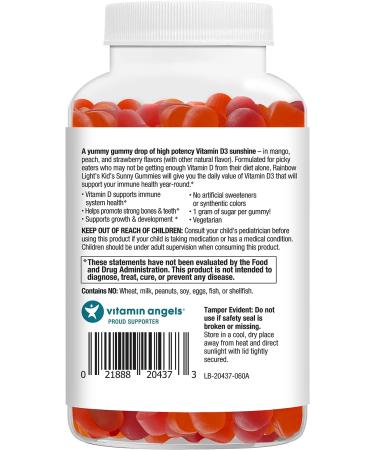 Rainbow Light Kids Sunny Gummies Vitamin D3 1000 IU Assorted Fruit 60ct - Boost Your Child's Health with Delicious Gummy Vitamins! - Buy Online on GoSupps.com