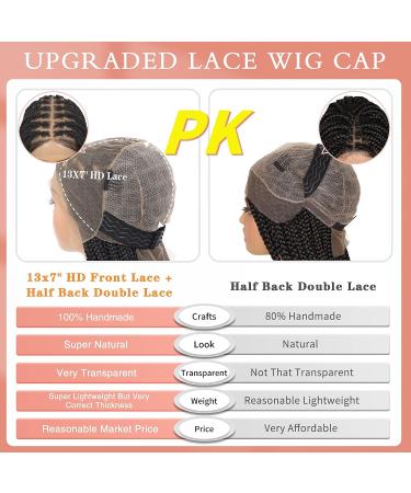 Lexqui 36 Inch HD Lace Front Box Braided Wig for Women - Long Black Synthetic Full Lace Frontal Braiding Wig with Baby Hair - Buy Online on GoSupps.com