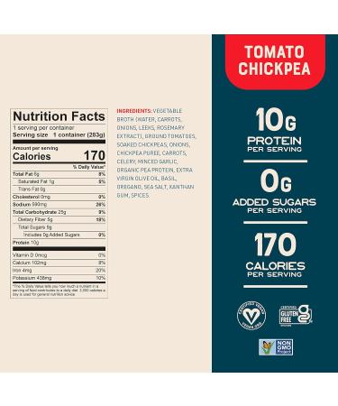 Bare Bones Tomato Chickpea Plant Based Soup 10 oz Pack of 8 - Vegan, Gluten Free, Non-GMO, Ready-to-Eat in 90 Seconds - Buy Online on GoSupps.com