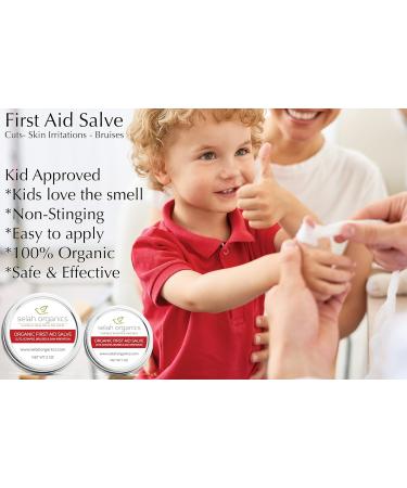 Organic First Aid Salve Ointment | Natural Healing for Cuts Scrapes Cold Sores & Diaper Rash | Calendula Plantain Leaf Helichrysum & Tea Tree Essential Oil | Selah Organics (1 oz - Buy Online on GoSupps.com
