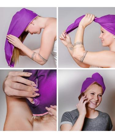 Fit Flip Hair Turban Microfiber Quick-Drying Suction Towel (Purple/Pink) | 1 Piece Hair Towel for Effortless Drying - Buy Online on GoSupps.com