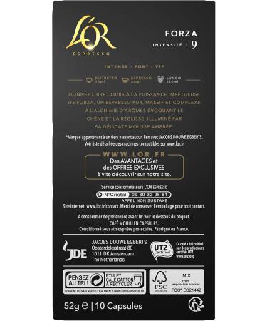 L'Or Espresso Coffee - 200 Capsules Forza Intensity 9 - Nespresso * compatible (pack of 20 x 10) - Buy Online on GoSupps.com