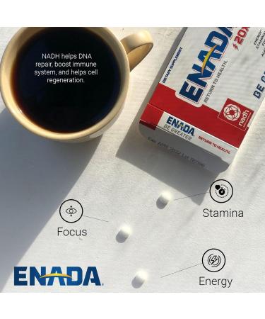 ENADA 20 x NADH Supplement - Boost Energy & Mental Focus | Natural Stamina Aid | 30 Lozenges for Fatigue Support | 20mg NADH per Serving | Energy Supplements for Men & Women - Buy Online on GoSupps.com