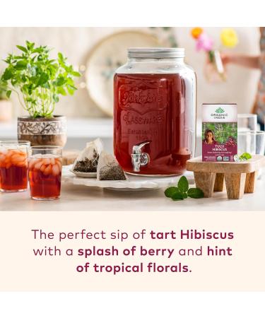 ORGANIC INDIA Tulsi Hibiscus Tea Bags - Holy Basil Herbal Tea Stress Relieving Calming Immune Support USDA Organic Caffeine Free -18 Bags 3 Pack Hibiscus 18 Count (Pack of 3) - Buy Online on GoSupps.com