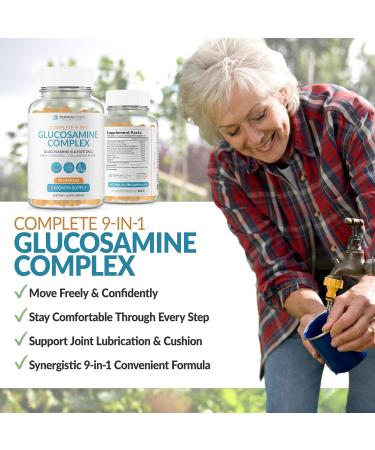 Glucosamine Complex with MSM, Turmeric & Collagen - 1200mg Glucosamine Sulfate 2KCL for Joint Mobility, Flexibility & Comfort - Glucosamine Supplement with Boswellia, Ginger, Hyaluronic Acid, 90 Count - Buy Online on GoSupps.com