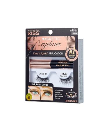 Kiss Magnetic Eyeliner & Lash Kit | Biotin Infused Magnetic Liner & 1 Pair of Synthetic False Lashes with Double Magnets - Perfect for Effortless Glamour - Buy Online on GoSupps.com