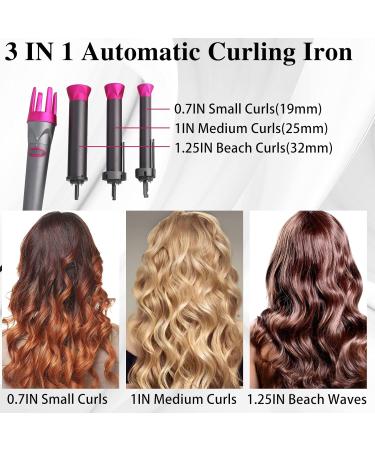 Automatic Curling Iron - Rotating Hair Curler with 3 Interchangeable Barrels for Beach Waves Adjustable Temps & LCD Display - Dual Voltage eCommerce - Buy Online on GoSupps.com