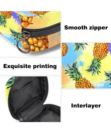 Menstruation Pad Bag with Zipper - Women's Napkin & Tampon Bag in Pineapple Batik Color | Stylish Portable Eco-Friendly - Buy Online on GoSupps.com