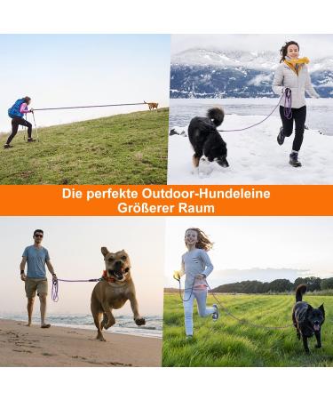 X XBen 15m Thick Dog Leash - Comfortable Padded Handle Training Line for Small & Medium Dogs Lockable Carabiner Purple - Buy Online on GoSupps.com