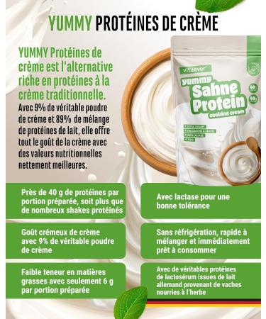  Vit4ever Yummy Protein Cream - 450g - High protein ingredient for cooking and baking made from whey protein - no added sugars and lower in fat than cream - Buy Online on GoSupps.com