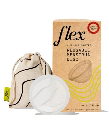 Flex Reusable Disc | Reusable Menstrual Disc | Tampon, Pad, and Cup Alternative | Capacity of 6 Super Tampons | Medical-Grade Silicone | Lasts up to 10 Years | Includes Carrying Pouch & 2 Free Disposable Discs