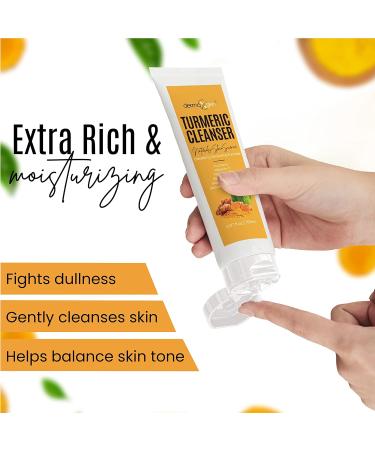 Turmeric Facial Cleanser - Natural Anti-Aging Exfoliating Formula for Acne Scars Age Spots & Sun Damage - 5 OZ Nourishing Glow - Buy Online on GoSupps.com