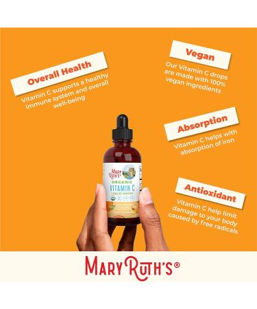 Organic Vitamin C Liquid Drops for Immune Support | Vegan & Non-GMO | 4 Fl Oz - Buy Online on GoSupps.com