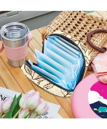 Stylish Women's Binding-Up Bags: Hand-Drawn Autumn Leaf Patterns for Menstrual Pads Tampons & Accessories | Portable Storage Holder for School & Office - Buy Online on GoSupps.com