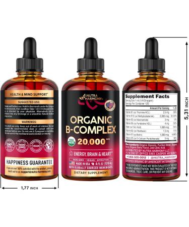 Shop USDA Organic B-Complex Liquid Drops | Vitamin B5 B12 B1 B6 B7 B9 B3 | Made in USA | 4oz International Shipping Available - Buy Online on GoSupps.com