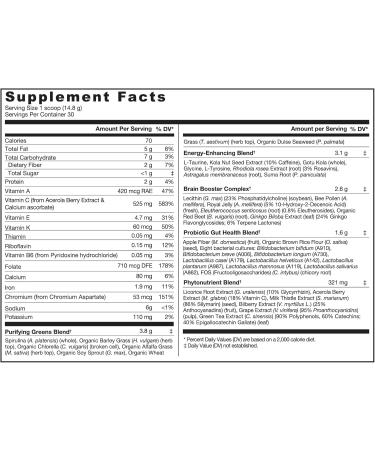 Genuine Health Greens + Extra Energy Superfood Powder | Dark Chocolate Flavor | Boost Energy & Gut Health | 30 Servings - Buy Online on GoSupps.com