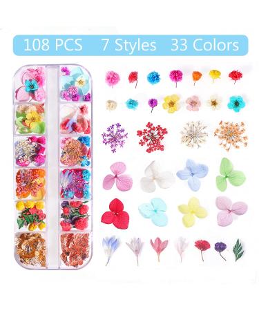 108PCS Dried Flowers & Foil Nail Art Kit - Natural Flower Designs for Resin Molds - Nail Art Accessories Set by YWLI - Buy Online on GoSupps.com